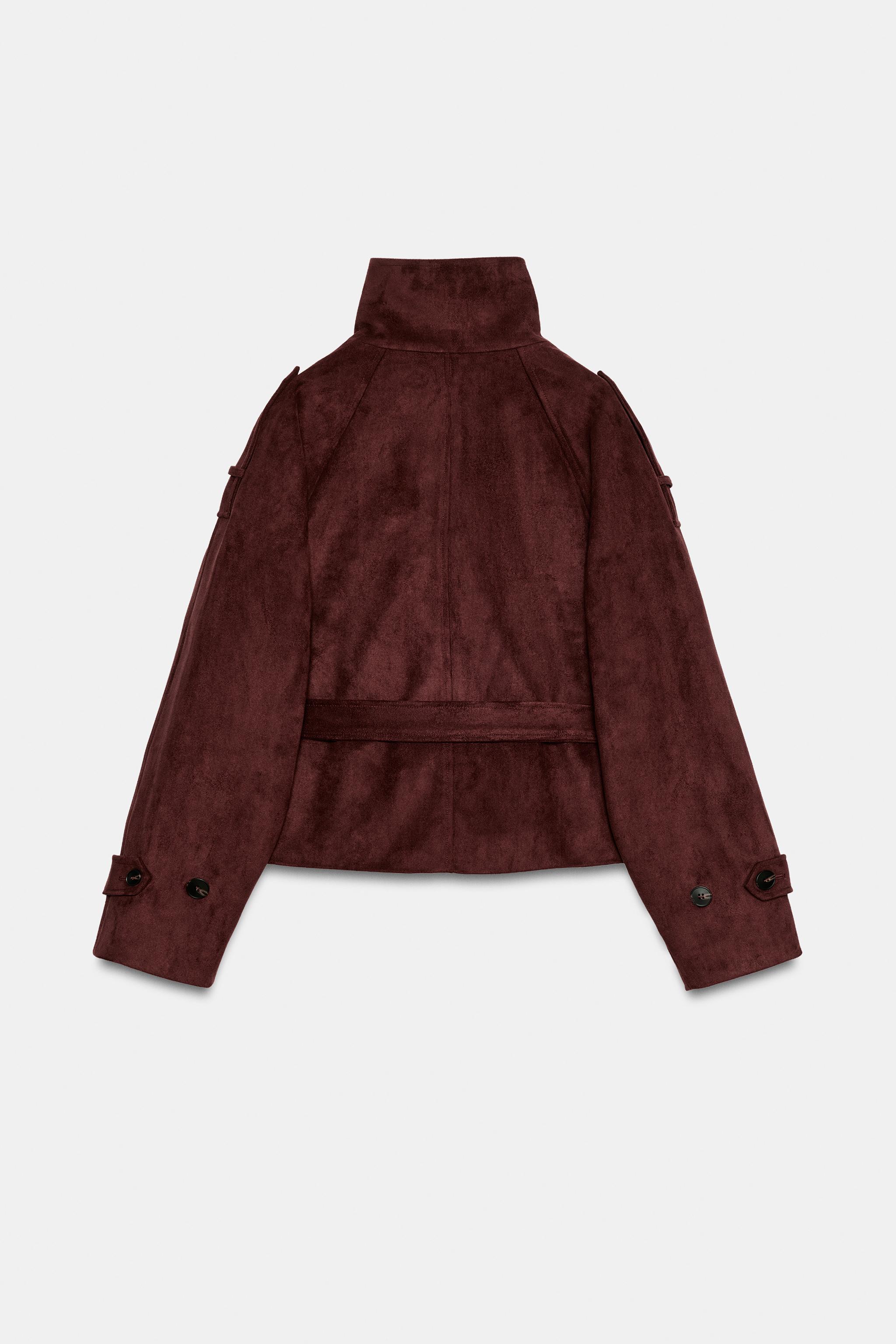 FAUX SUEDE BELTED JACKET